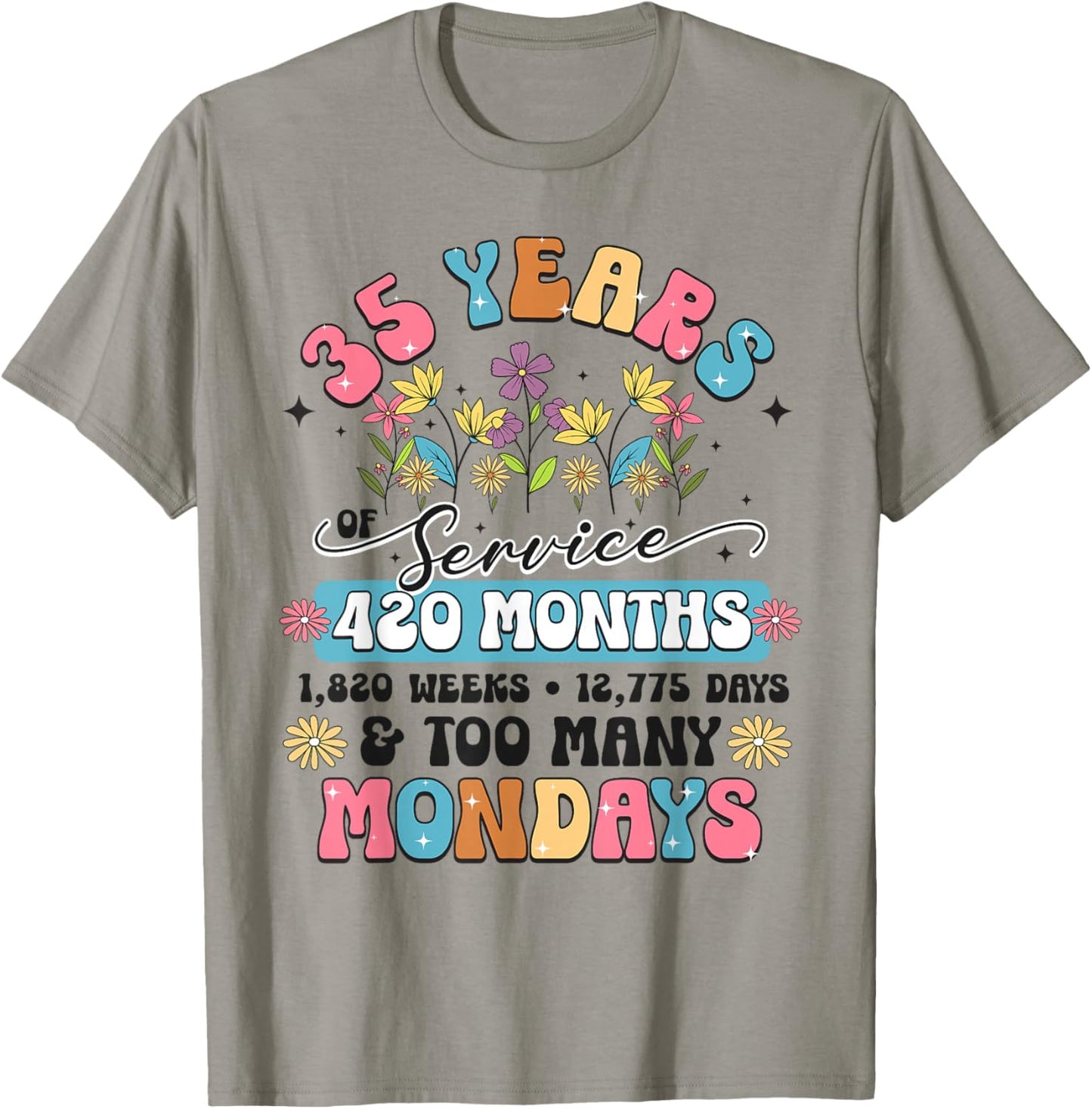 35 Years of Service Funny 35th Work Anniversary Retirement T-Shirt - T-Shirt | Sand