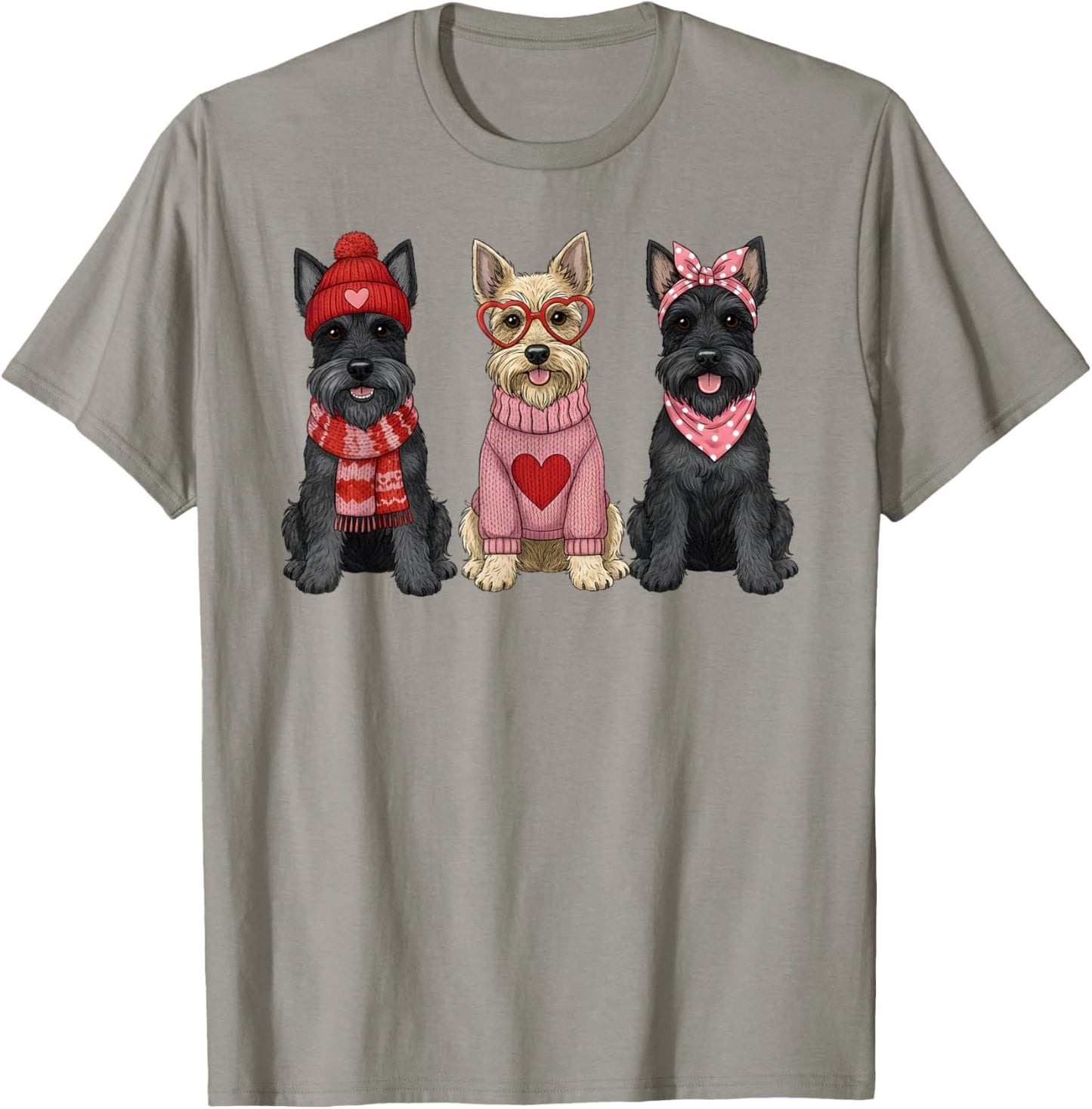 Cute Scottish Terrier Valentine Scottie Dog T-Shirt - T-Shirt | Sand