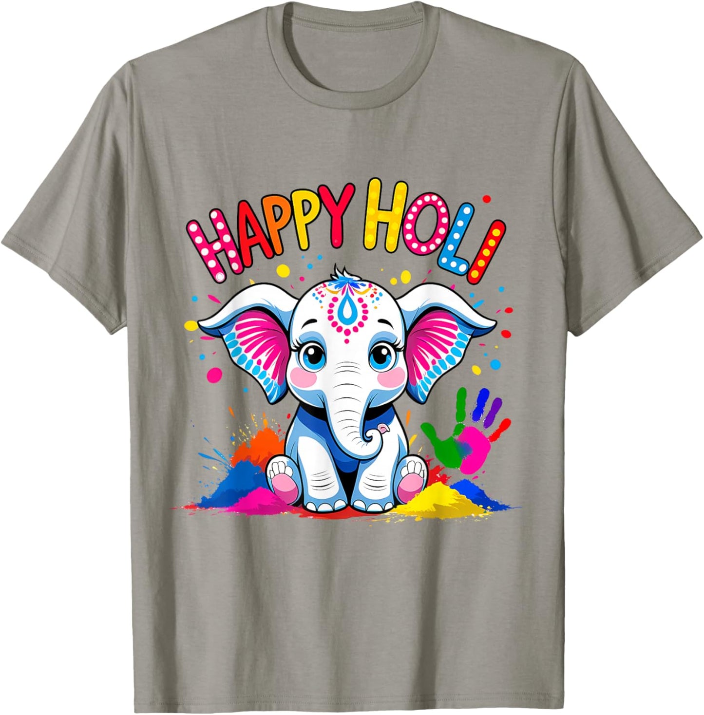 Happy Holi Kids Boys Toddler Girl India Hindu Color Elephant T-Shirt - T-Shirt | Sand