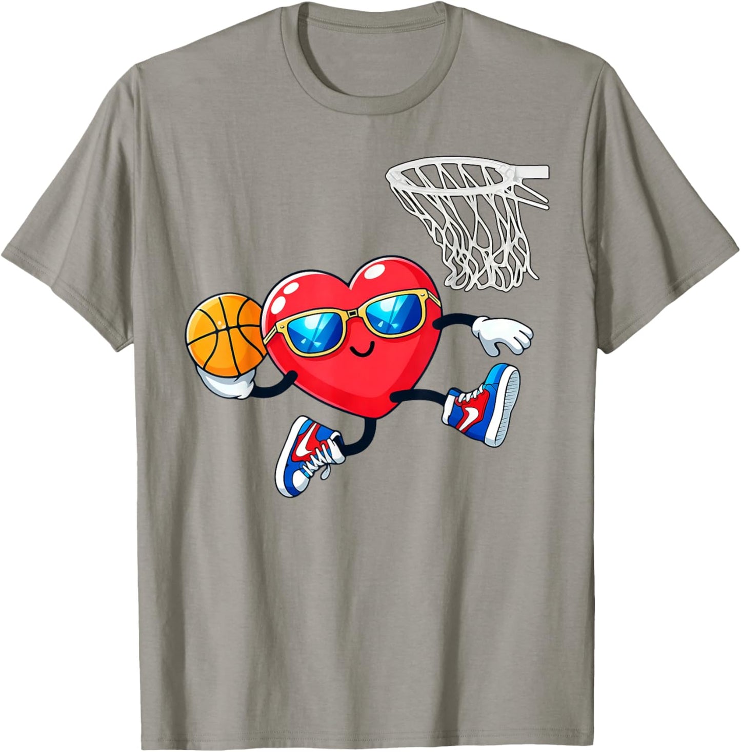 Valentines Day Basketball Dunking Sports Men Boys Kids Youth T-Shirt - T-Shirt | Sand