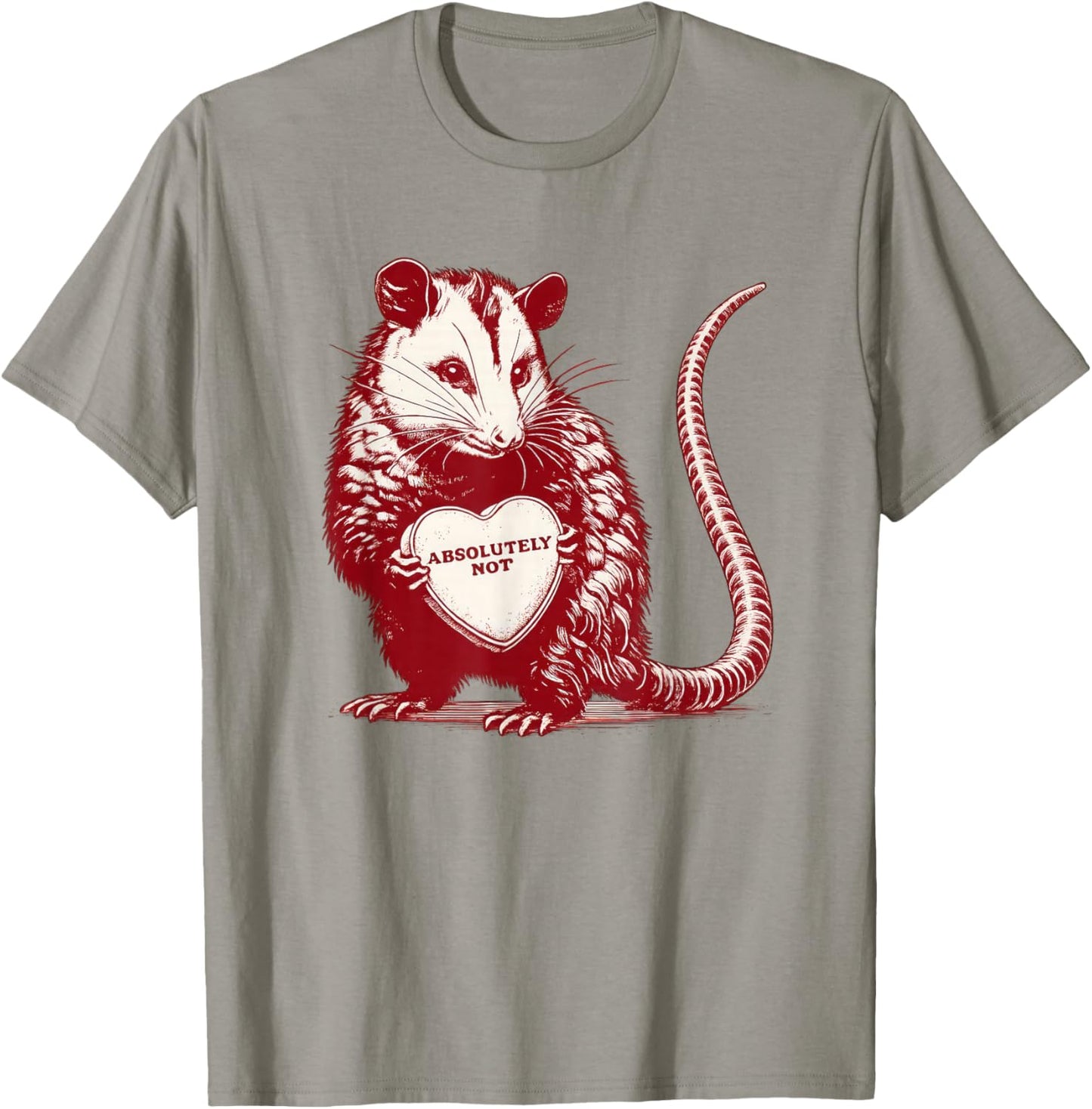 Absolutely Not Opossum Funny Valentine Animal Heart T-Shirt - T-Shirt | Sand