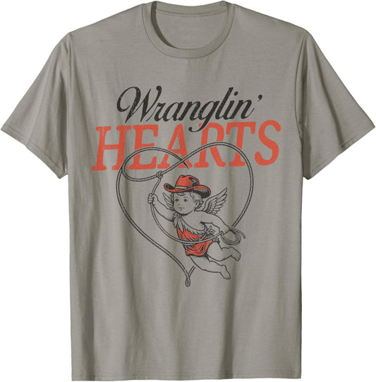 Wranglin' Hearts Cowboy Cupid Valentines T-Shirt - T-Shirt | Sand