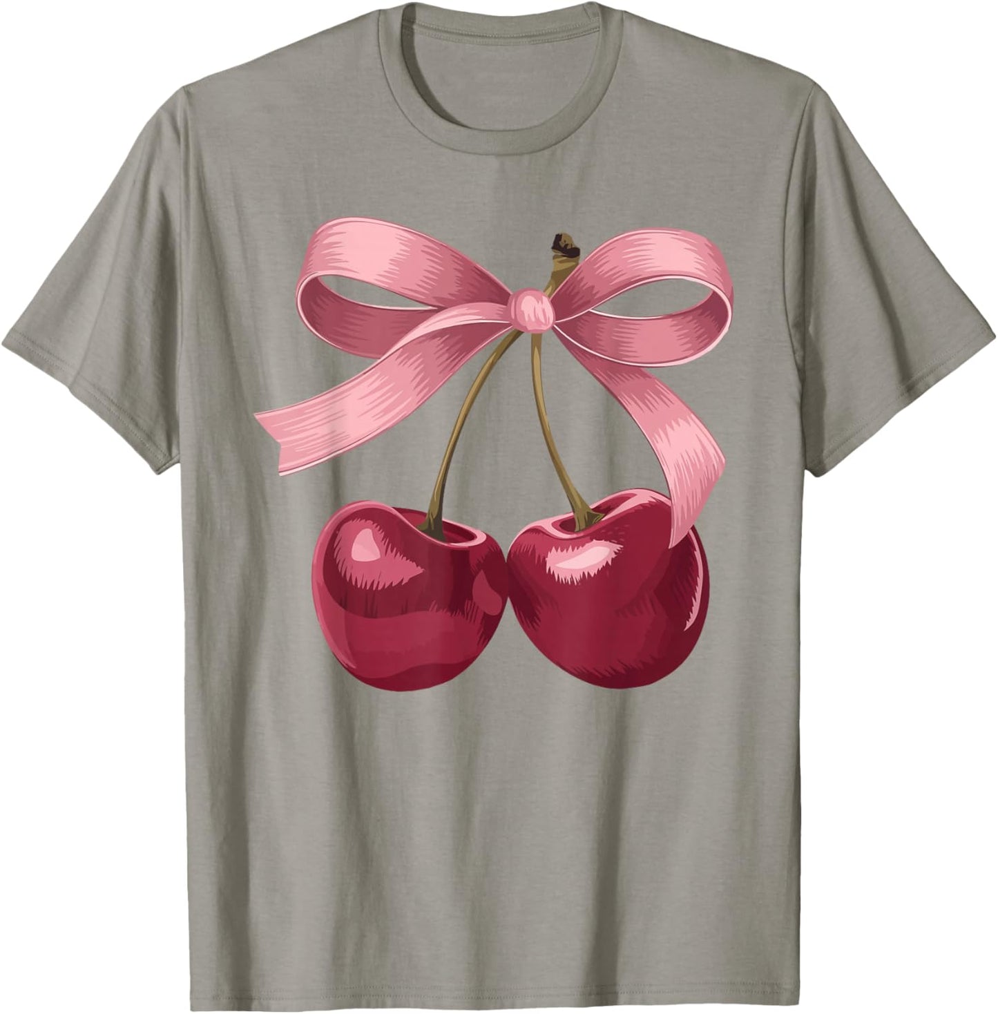 Pink Coquette Bow Cherry Birthday Cute Girls Women Kids T-Shirt - T-Shirt | Sand