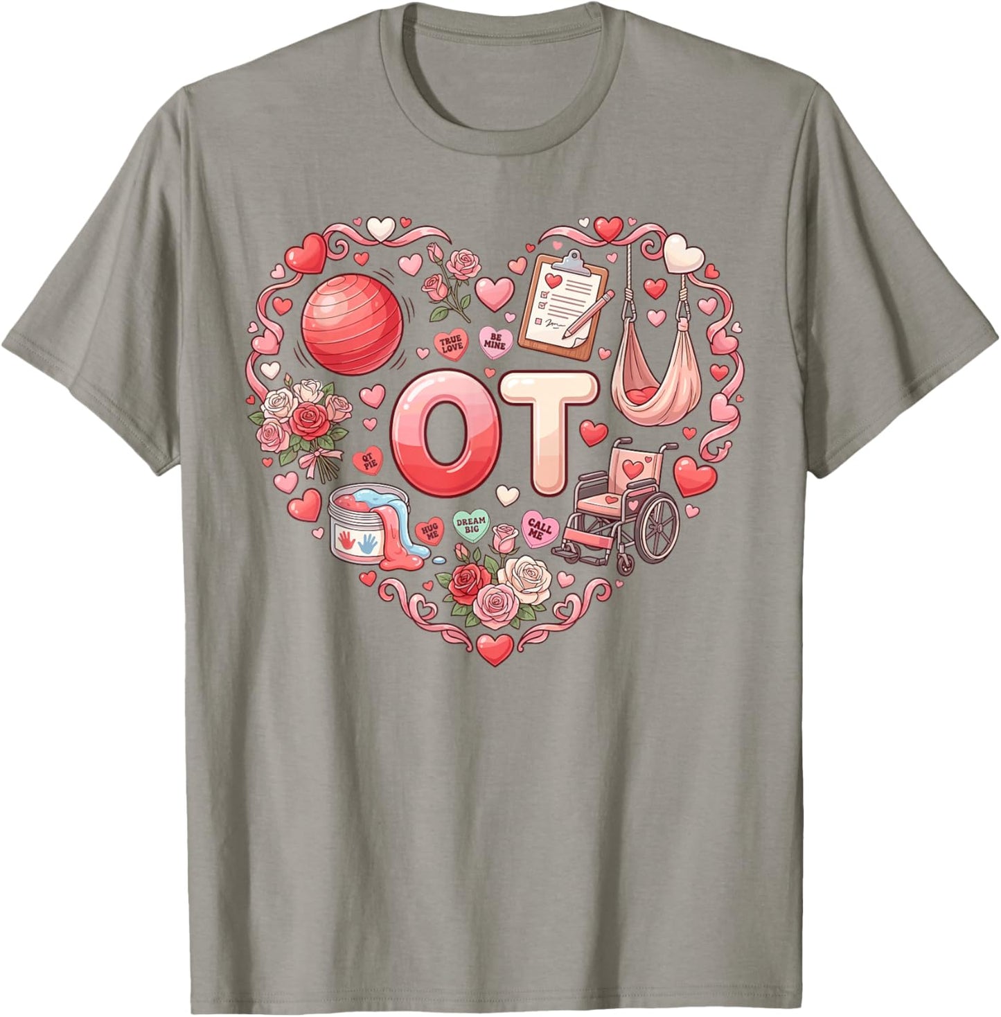 Groovy Occupational Therapy Valentines ot Conversation Heart T-Shirt - T-Shirt | Sand