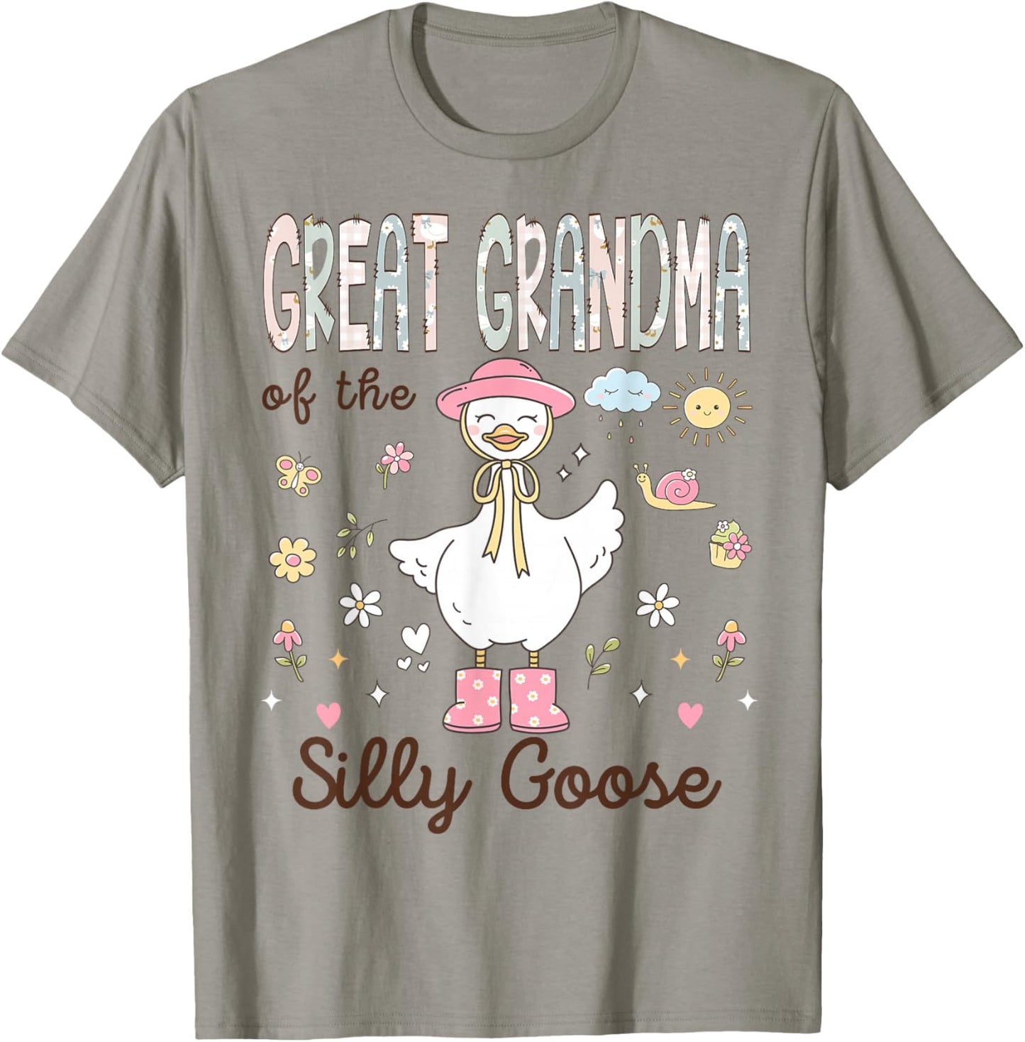 Great Grandma of The Silly Goose First Birthday Girl Family T-Shirt - T-Shirt | Sand