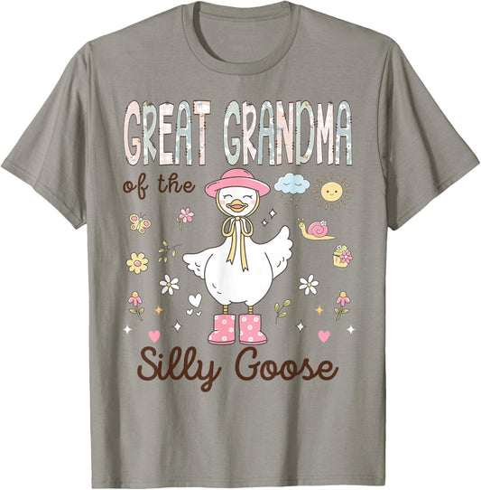 Great Grandma of The Silly Goose First Birthday Girl Family T-Shirt - T-Shirt | Sand