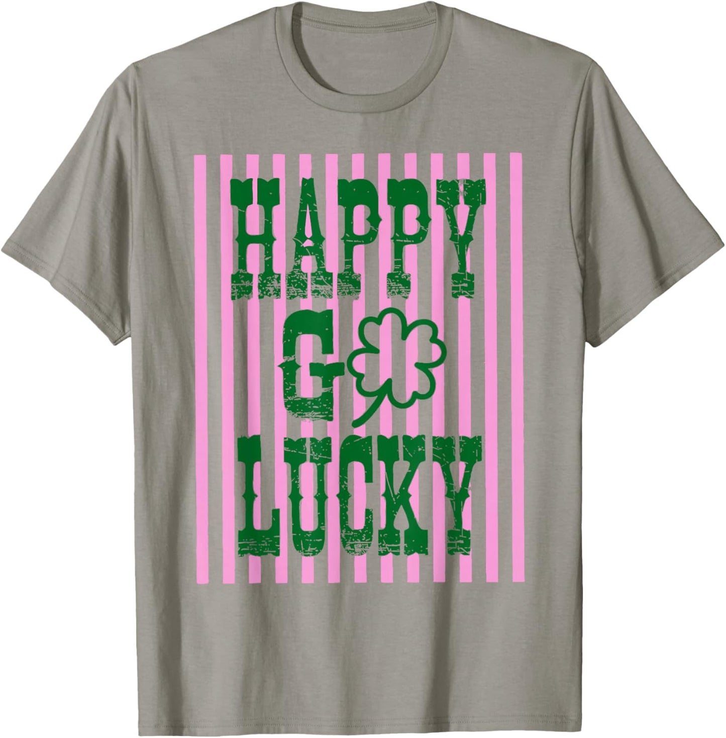 Happy Go Lucky Postage Stamp Shamrock St Patricks Day Girl T-Shirt - T-Shirt | Sand
