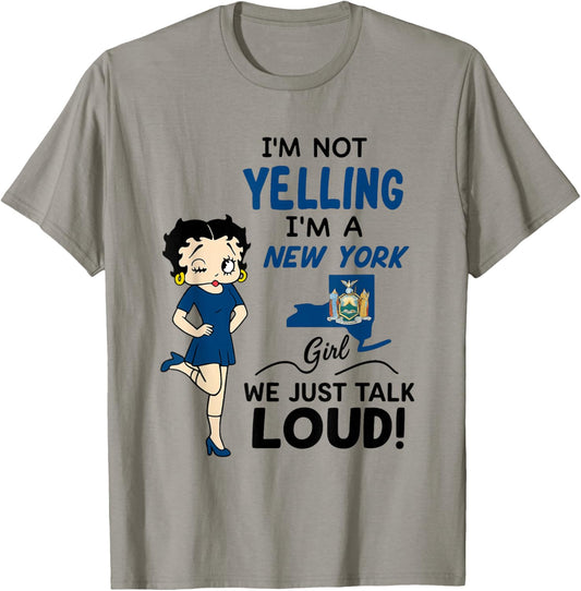 Funny I'm Not Yelling I'm A New York Girl We Just Talk Loud T-Shirt - T-Shirt | Sand
