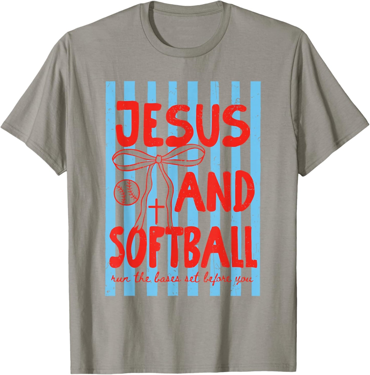 Jesus and Softball Game Day Softball Season Softball Mom T-Shirt - T-Shirt | Sand