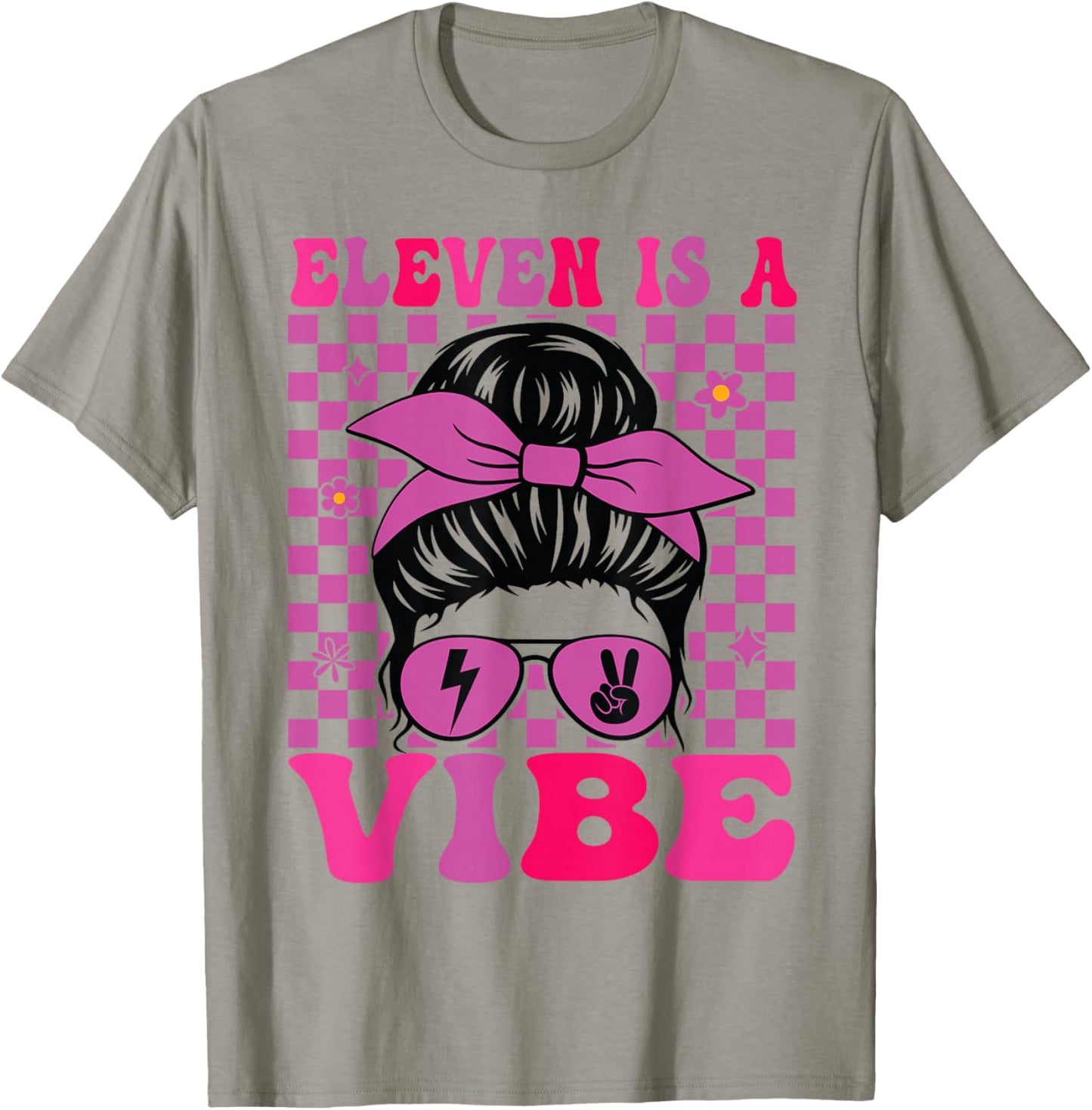 Eleven is a Vibe 11th Birthday Girls Groovy 11 Years Old T-Shirt - T-Shirt | Sand