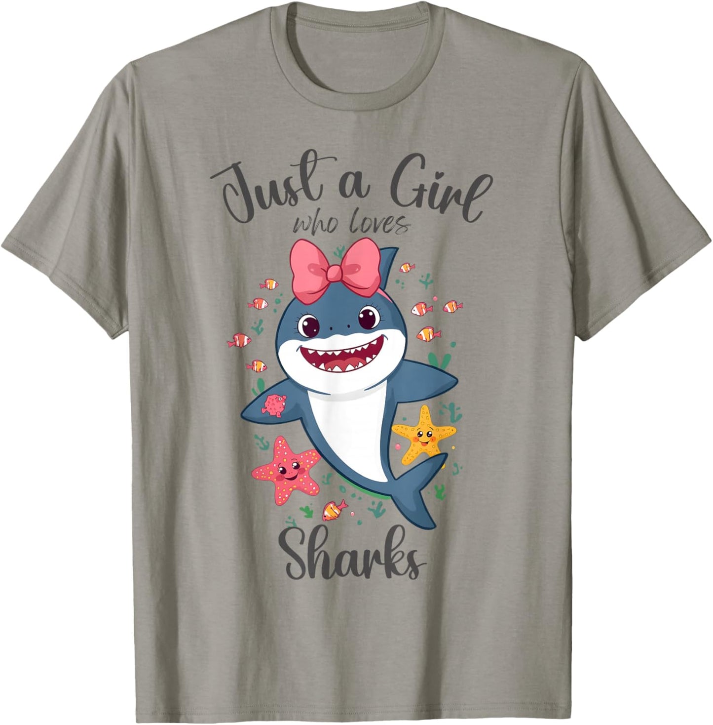 Just a Girl Who Loves Sharks Cute Coquette Bow Toddler Girls T-Shirt - T-Shirt | Sand