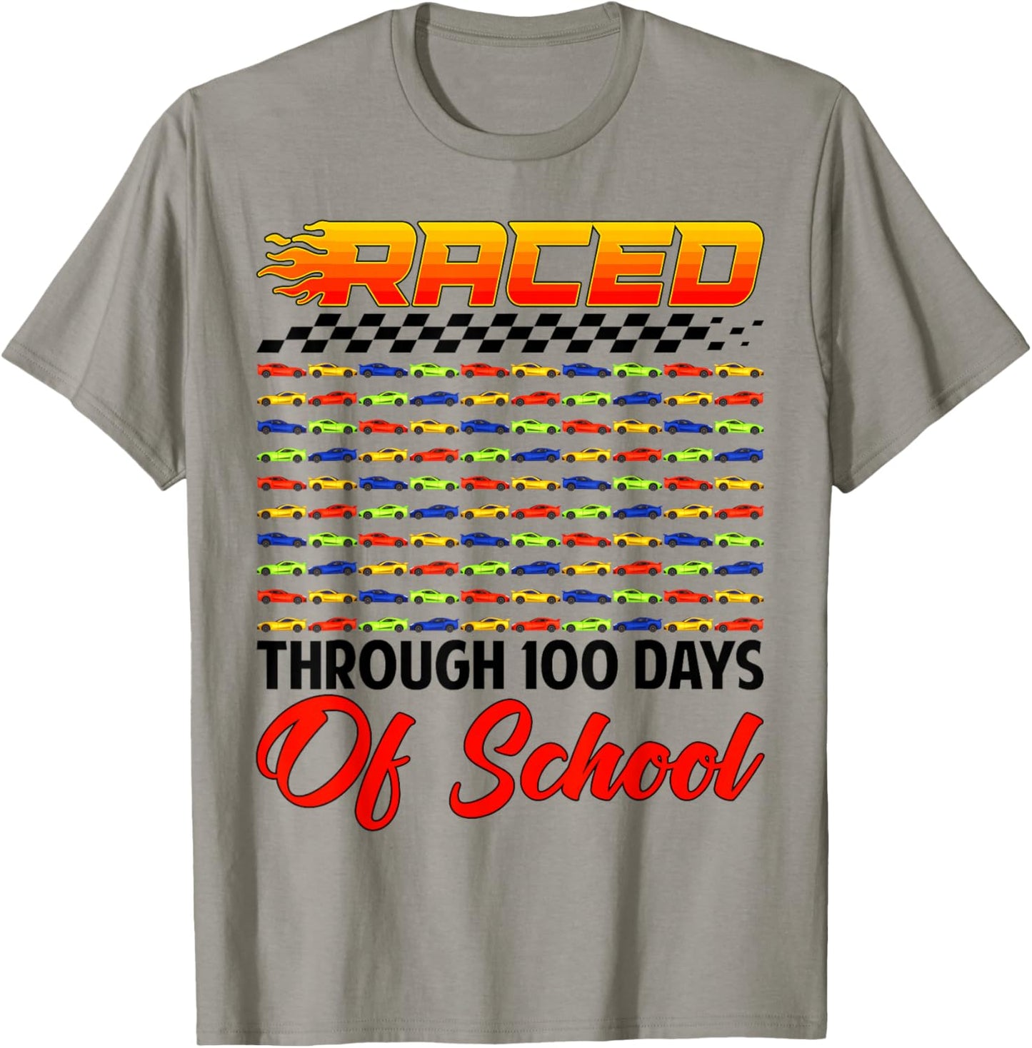 Raced Through 100 Days of School Racing Car Lovers Boys Men T-Shirt - T-Shirt | Sand