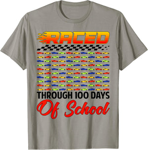Raced Through 100 Days of School Racing Car Lovers Boys Men T-Shirt - T-Shirt | Sand