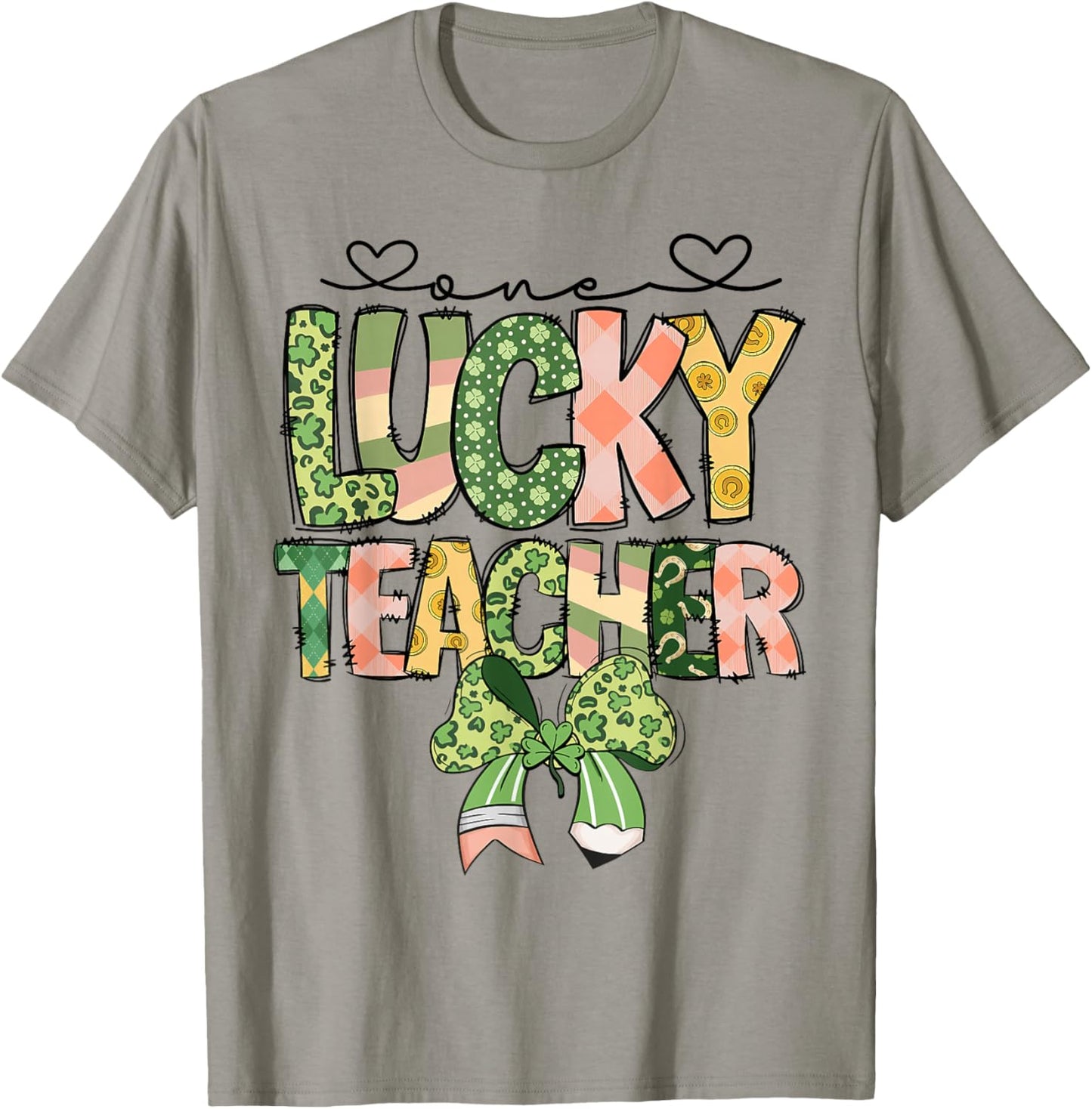 One Lucky Teacher St.Patrick's Day Shamrock Irish Ireland T-Shirt - T-Shirt | Sand