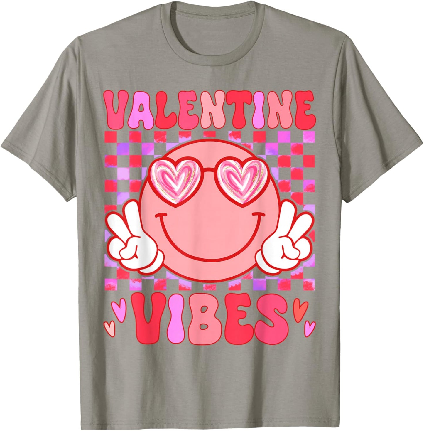 Preppy Valentine Vibes Girl Happy Valentines Day T-Shirt - T-Shirt | Sand