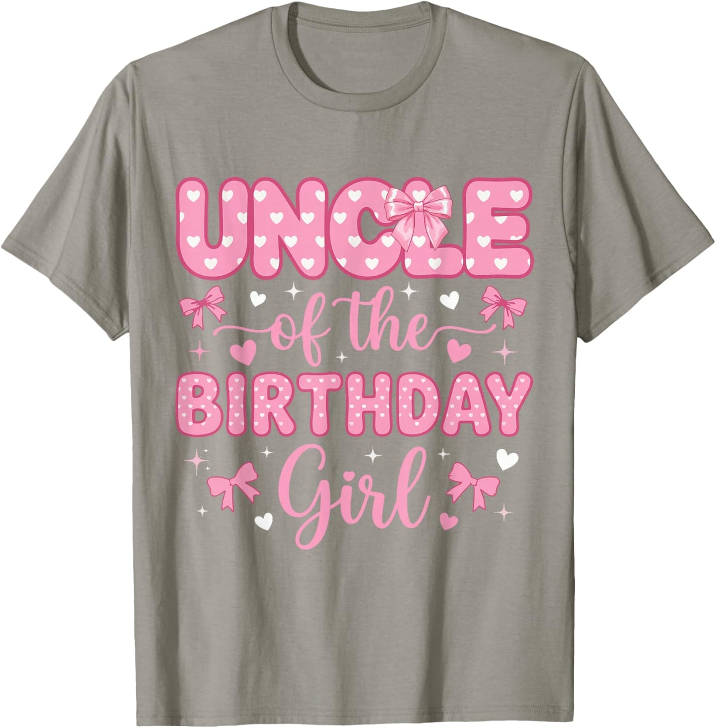 Uncle of Birthday Girl Coquette Bow Party Family Matching T-Shirt - T-Shirt | Sand