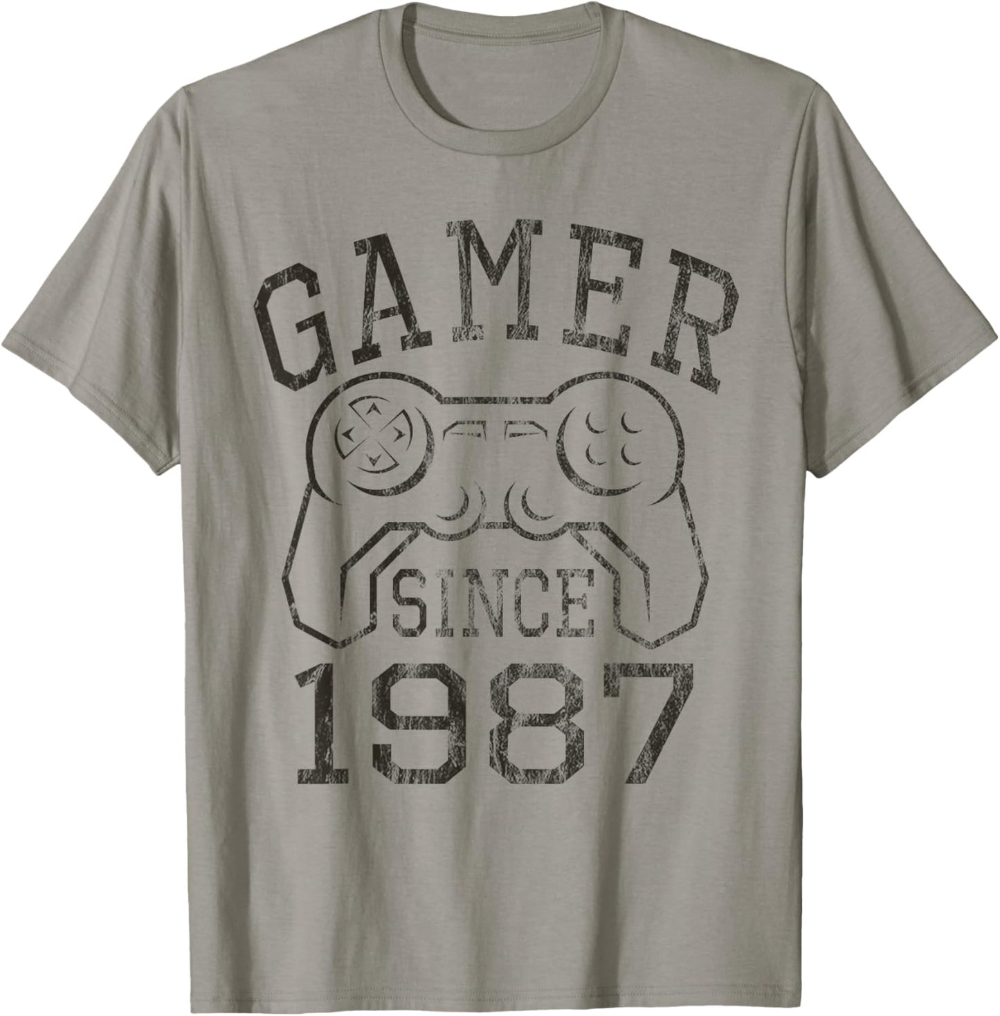 Born in 1987, Gamer Since 1987 Vintage Gamer Gifts Birthday T-Shirt - T-Shirt | Sand