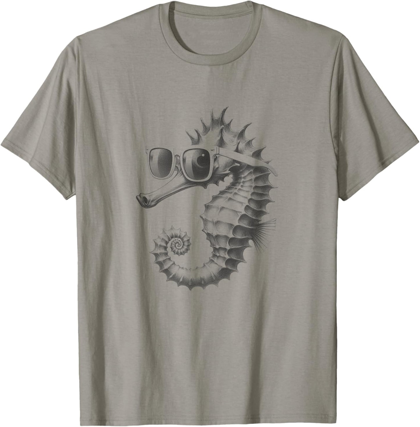 Cool Seahorse with Sunglasses Drawing Art Design T-Shirt - T-Shirt | Sand