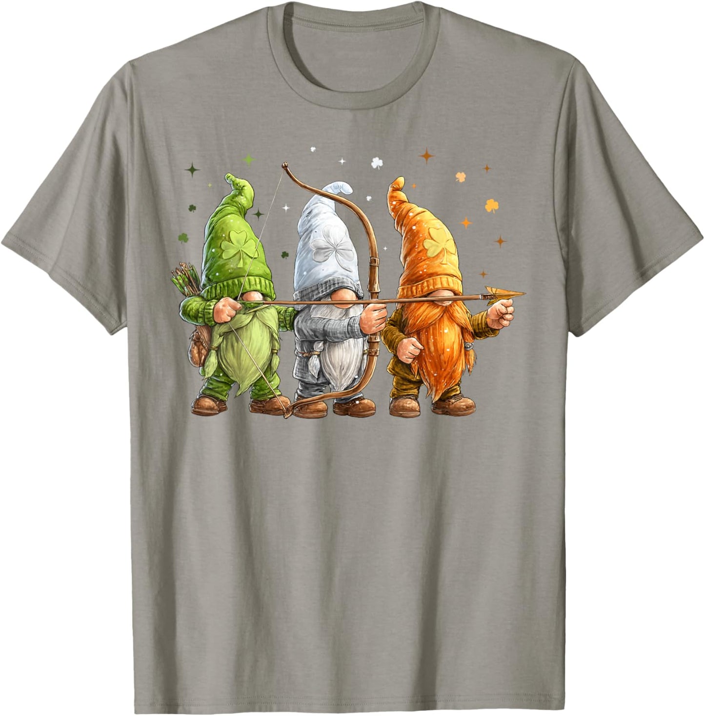 Archery Archer Gnome Shamrock St. Patricks Day Pattys Day T-Shirt - T-Shirt | Sand