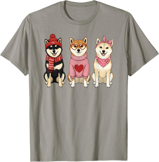 Cute Shiba Inu Valentine Dog T-Shirt - T-Shirt | Sand