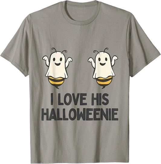 Funny I Love His Halloweenie Couples Matching Halloween T-Shirt - T-Shirt | Sand