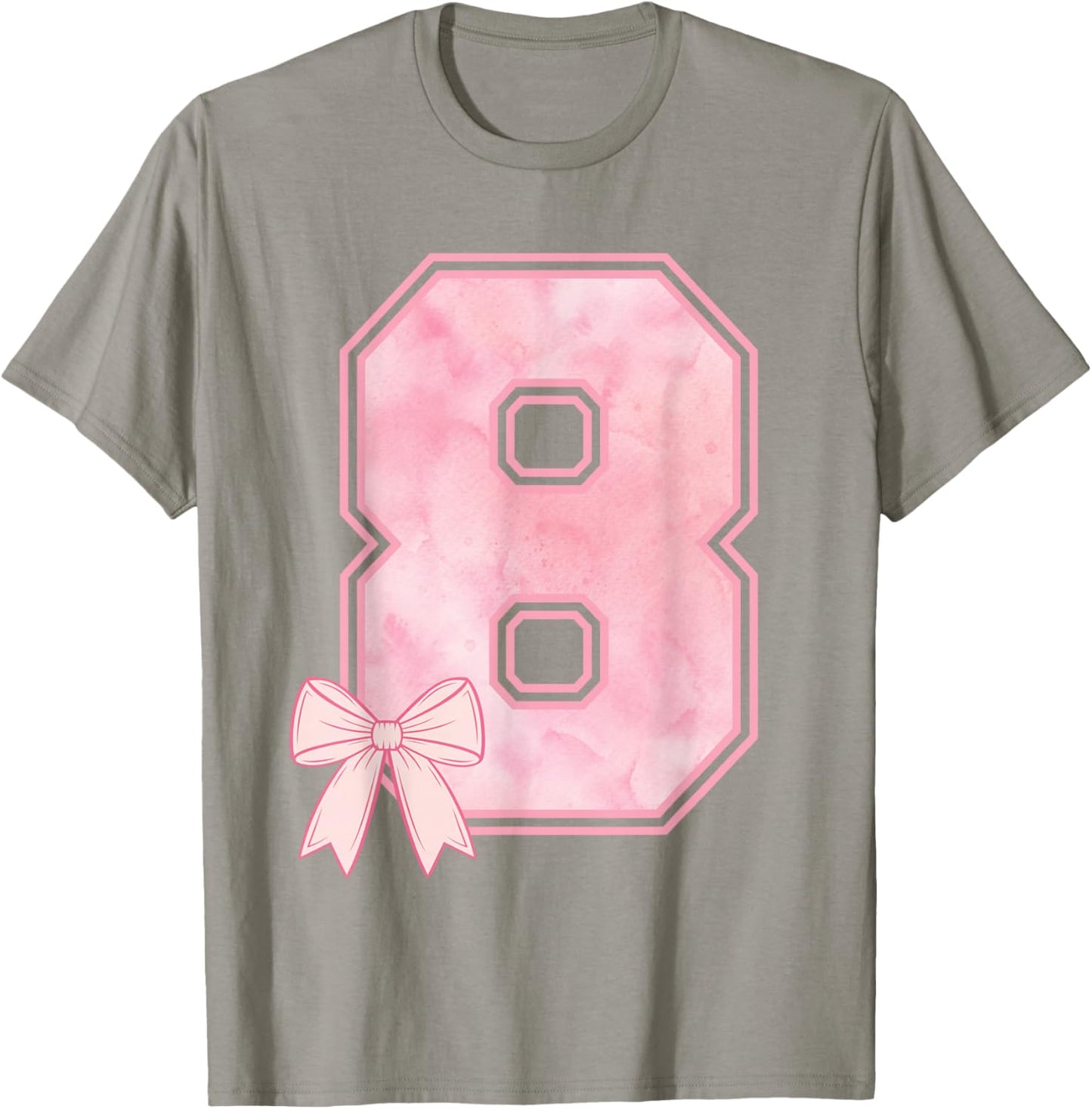 8th Coquette Birthday Party Eight Year Old Girl Coquette Bow T-Shirt - T-Shirt | Sand