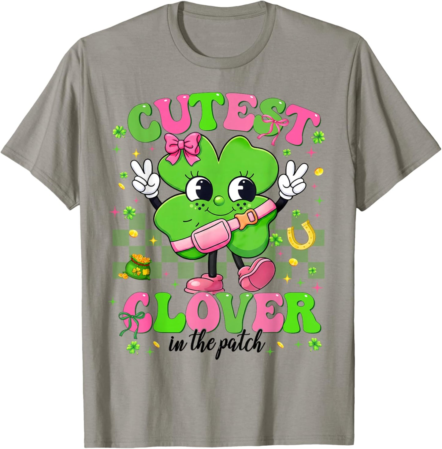 Cutest Clover Shamrock St Patricks Women Kid Toddler Girl T-Shirt - T-Shirt | Sand
