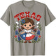 Cute Texas Little Girl in Flag Dress with Bluebonnets Kids T-Shirt - T-Shirt | Sand