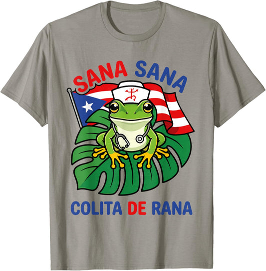 Sana Sana Colita De Rana Funny Puerto Rico Nurse Coqui Frog T-Shirt - T-Shirt | Sand