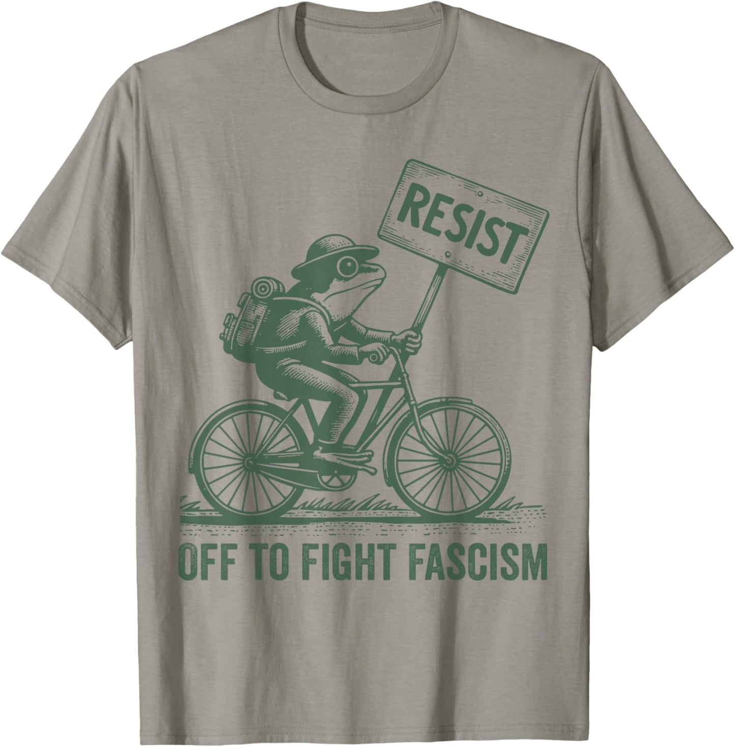 Off to Fight Fascism Portland Frog Protest T-Shirt - T-Shirt | Sand