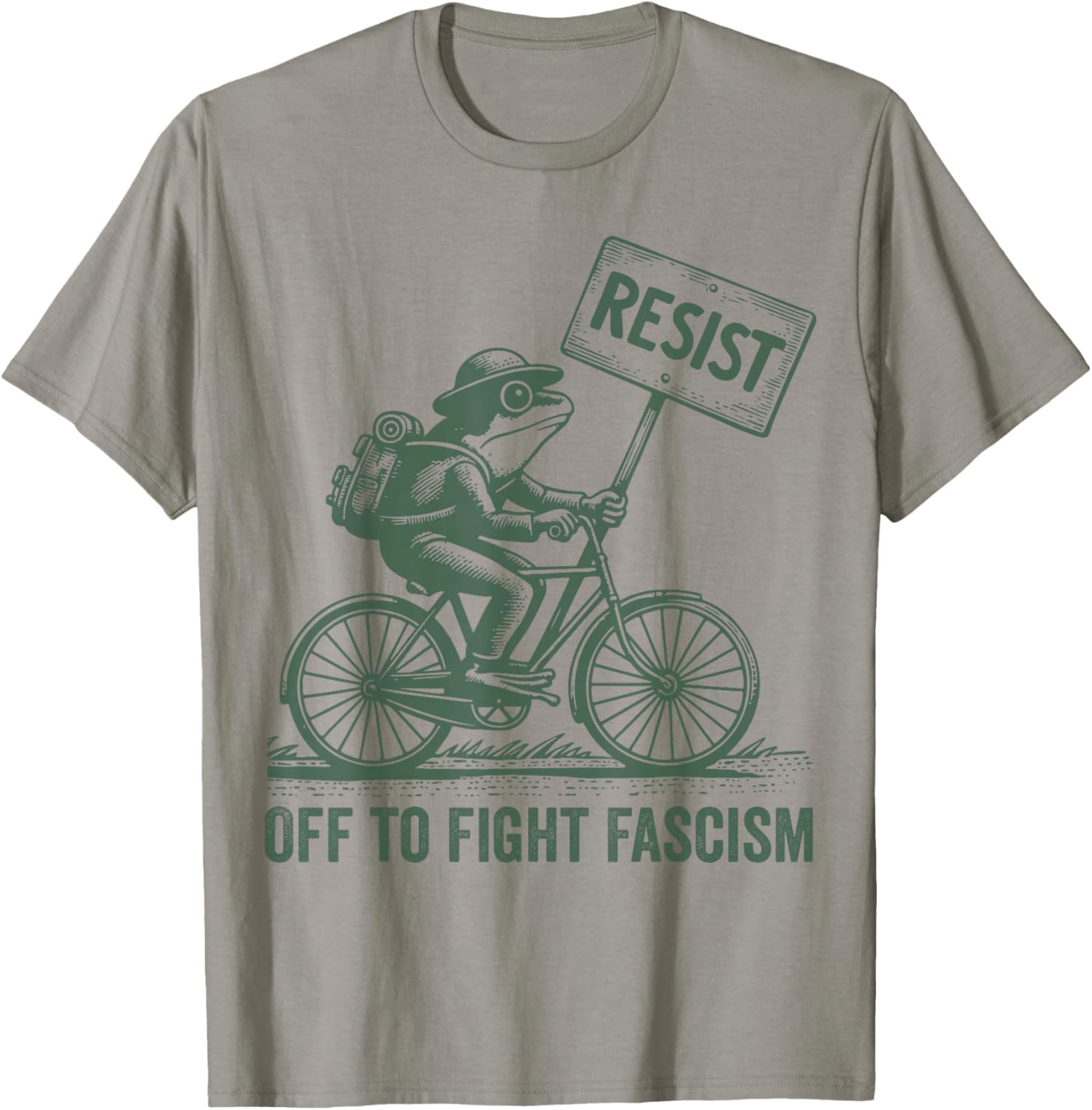Off to Fight Fascism Portland Frog Protest T-Shirt - T-Shirt | Sand