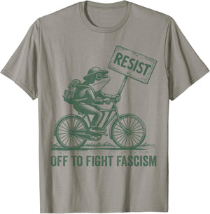 Off to Fight Fascism Portland Frog Protest T-Shirt - T-Shirt | Sand