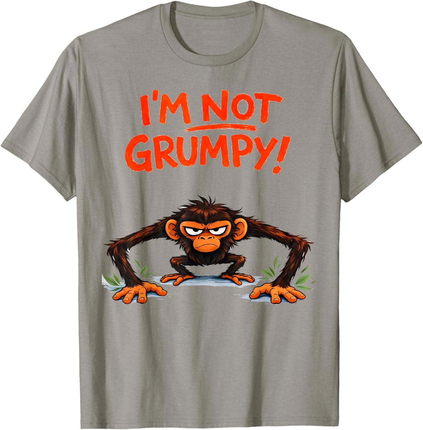 I’m Not Grumpy Funny Angry Monkey Cartoon T-Shirt - T-Shirt | Sand