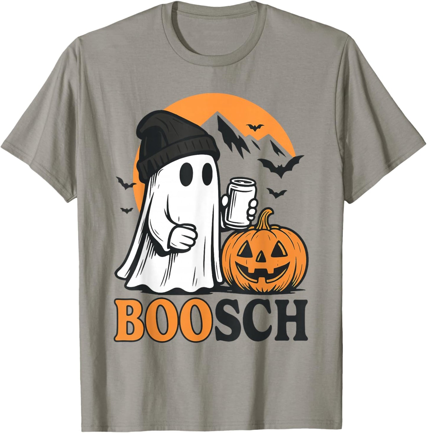 Boosch Ghost Beer Drinking Pumpkin Halloween Party Night T-Shirt - T-Shirt | Sand