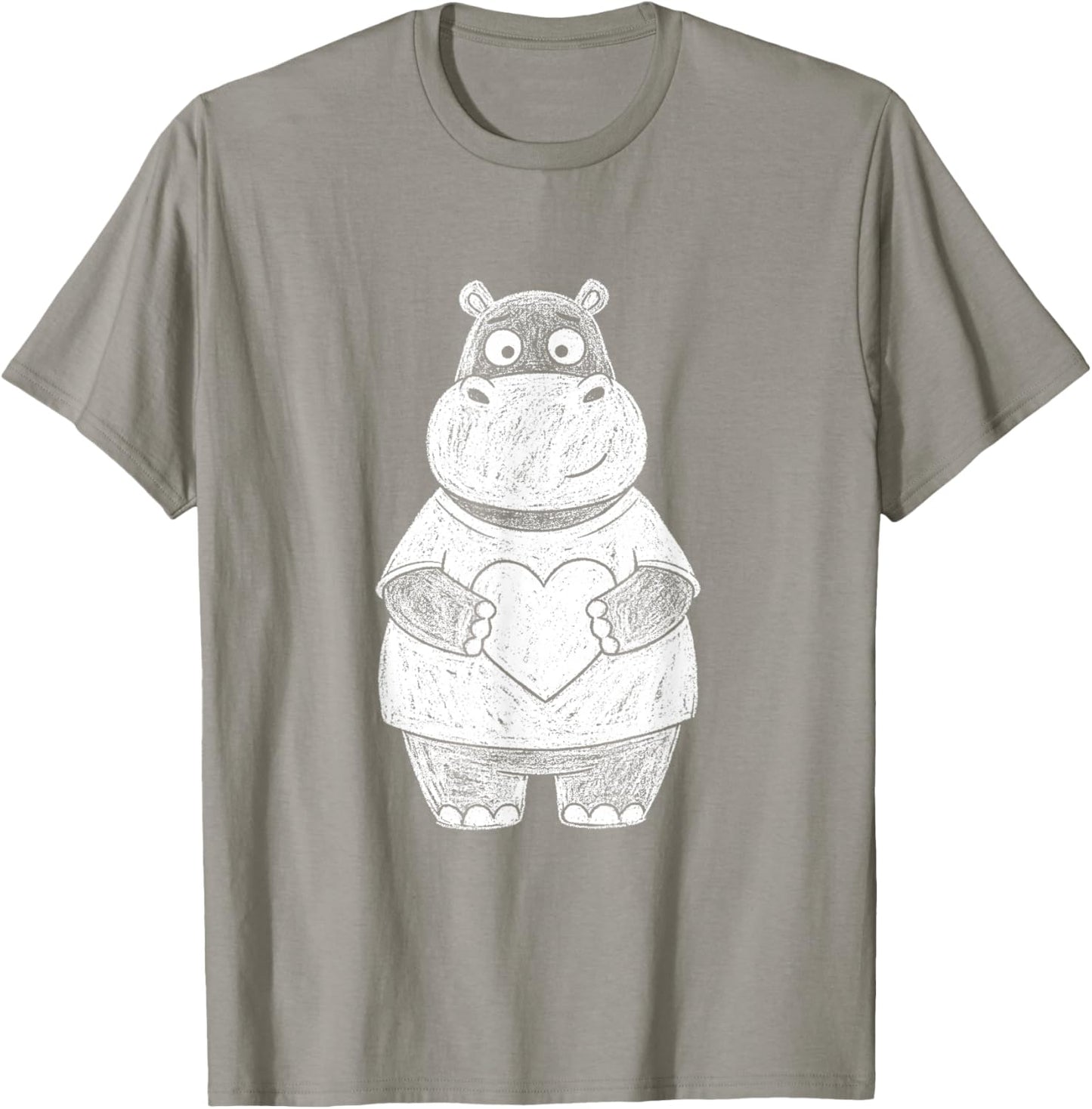 Ugly Hippo Sketch Cute Kids Valentines Days T-Shirt - T-Shirt | Sand