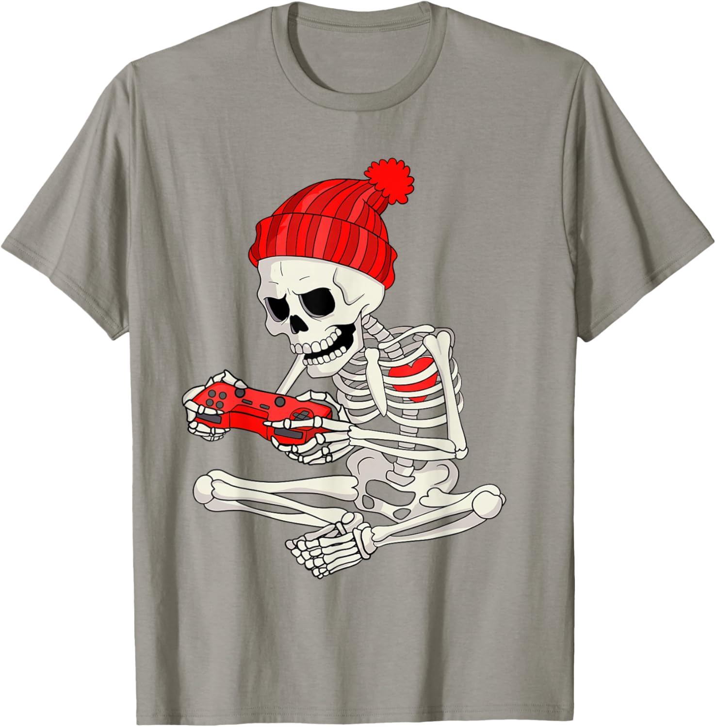 Funny Boys Valentines Skeleton Gamer Video Games Gaming T-Shirt - T-Shirt | Sand