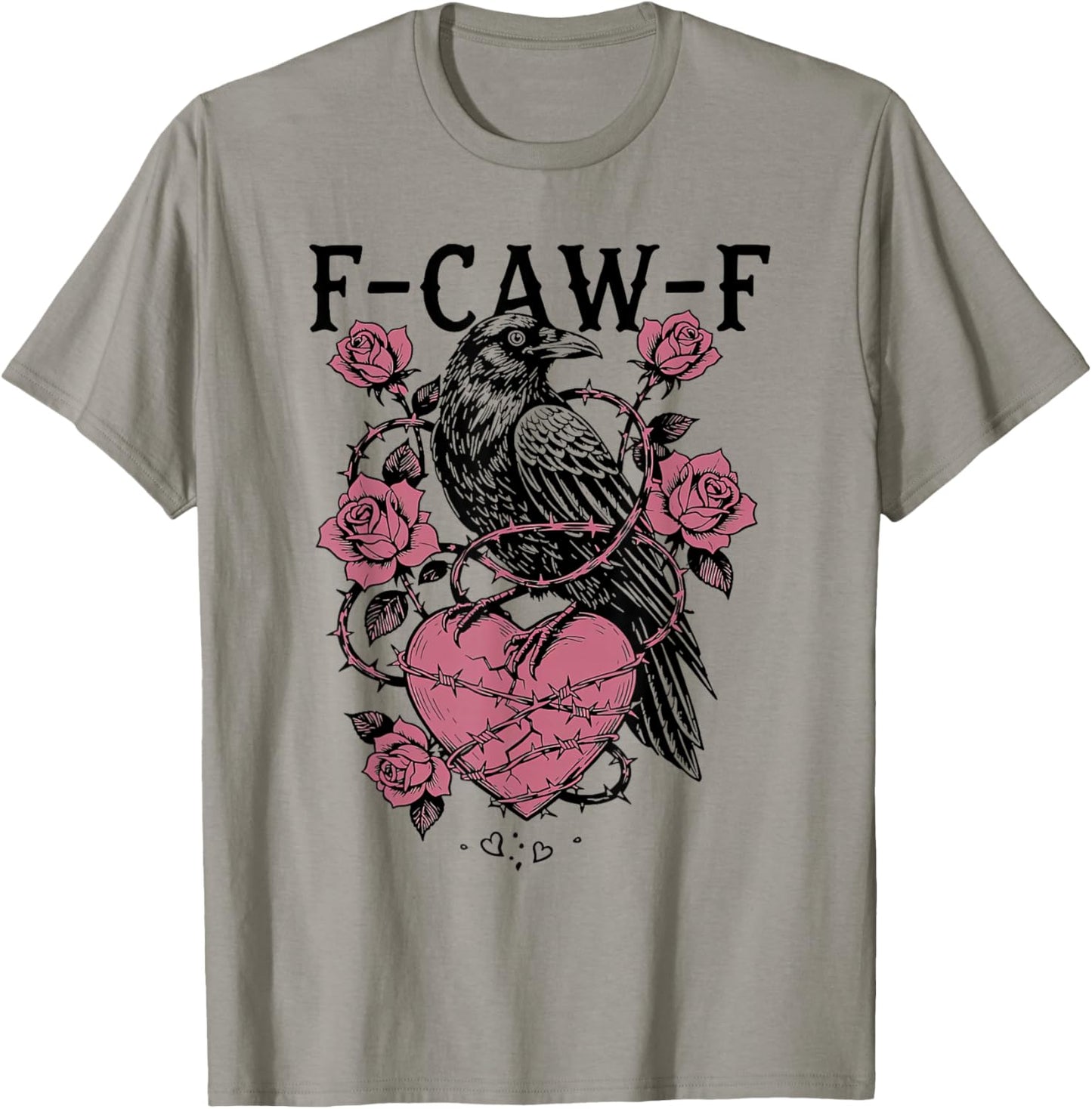 F-Caw-F Gothic Crow Valentine Heart Rose T-Shirt - T-Shirt | Sand