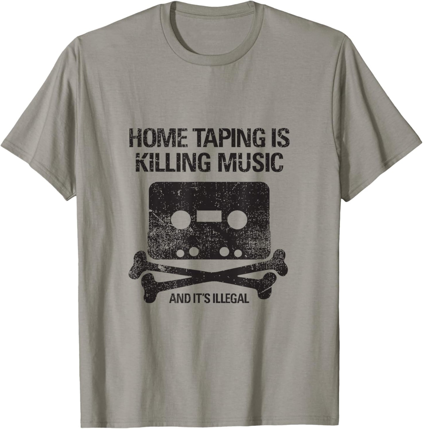 Retro Cassette Tape Home Taping is Killing Music Distressed T-Shirt - T-Shirt | Sand