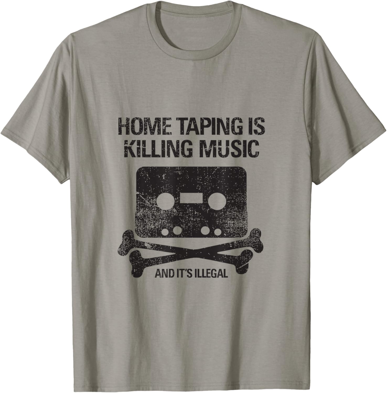 Retro Cassette Tape Home Taping is Killing Music Distressed T-Shirt - T-Shirt | Sand