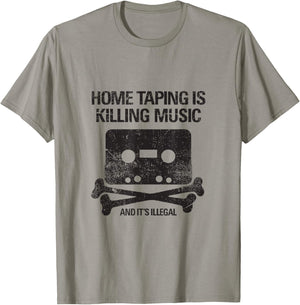 Retro Cassette Tape Home Taping is Killing Music Distressed T-Shirt - T-Shirt | Sand