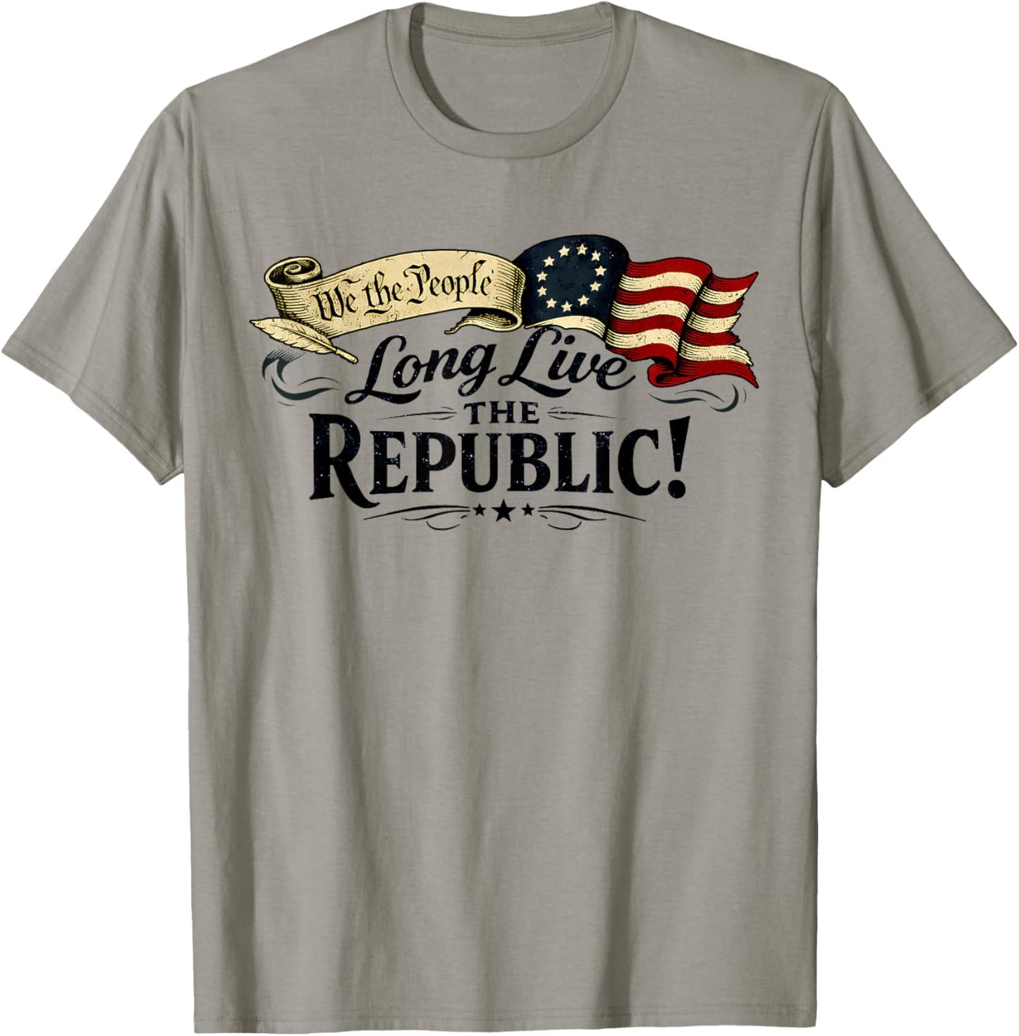 Long Live The Republic USA 1776 2026 Patriotic 4th of July T-Shirt - T-Shirt | Sand