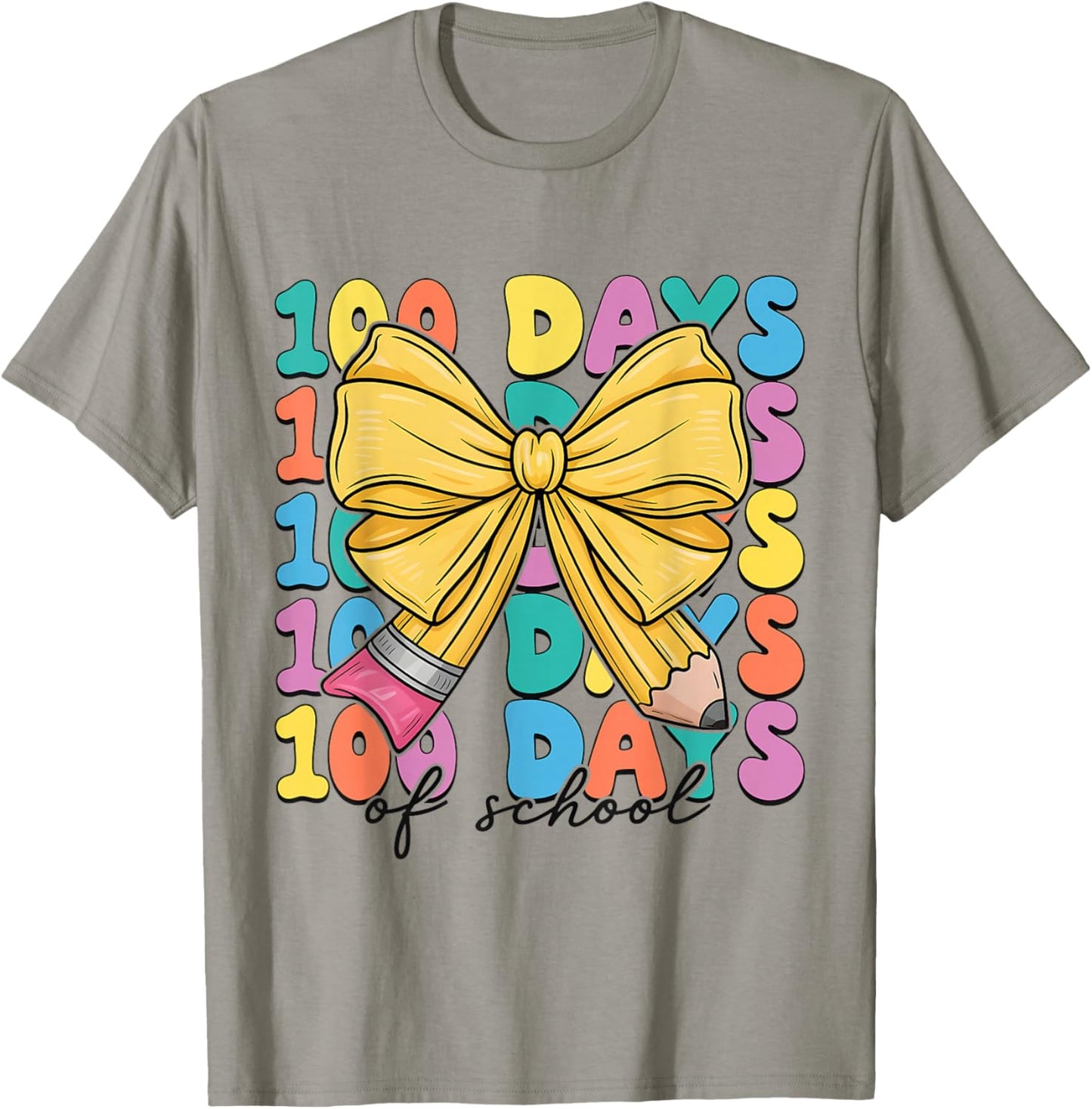 100 Days of School Coquette Bow Girl 100th Day of School Boy T-Shirt - T-Shirt | Sand