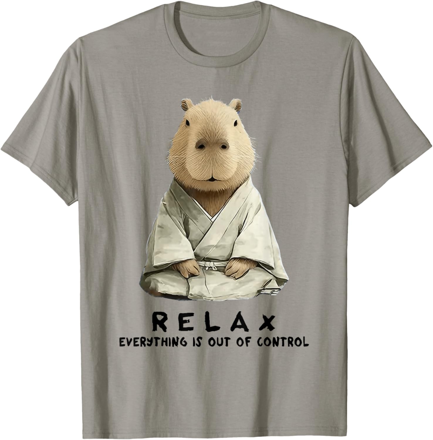 Relax Everything is Out of Control Funny Zen Capybara Art T-Shirt - T-Shirt | Sand