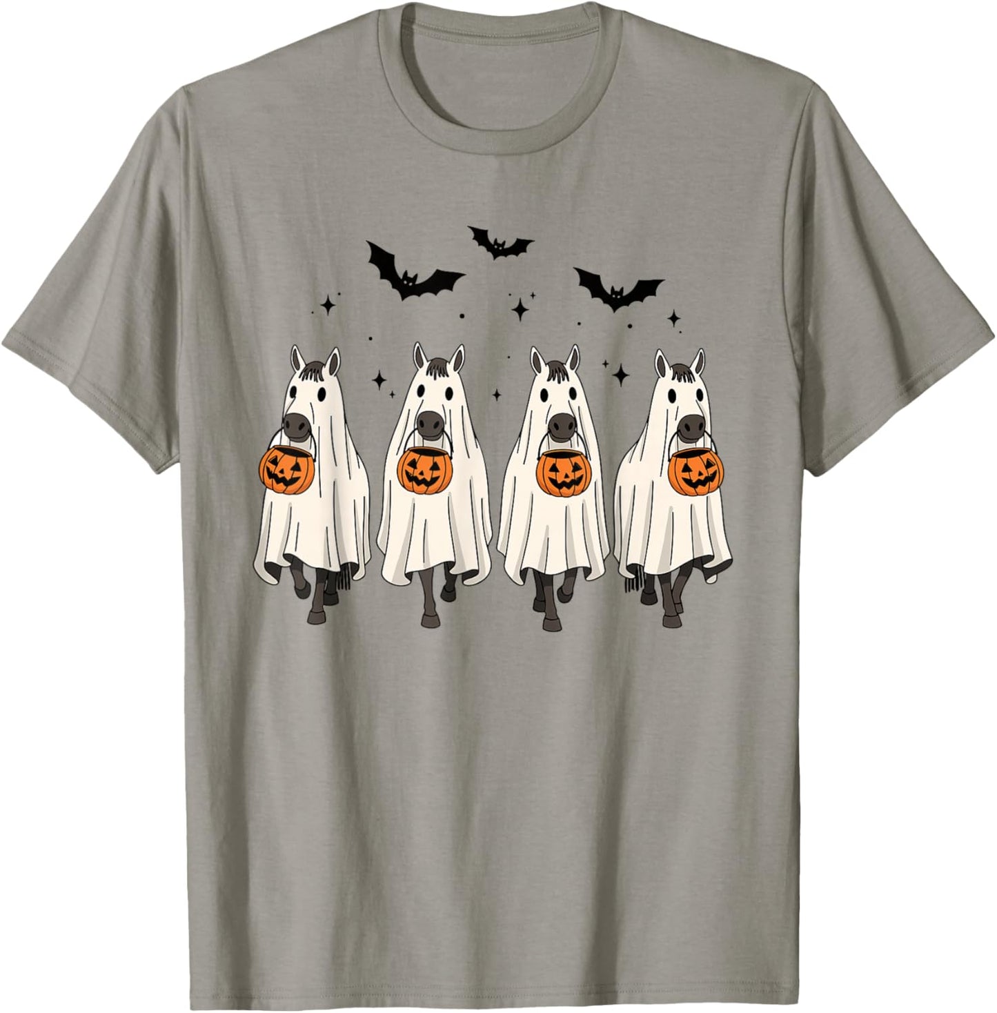 Funny Ghost Horses Halloween Cowboy Spooky Horse T-Shirt - T-Shirt | Sand