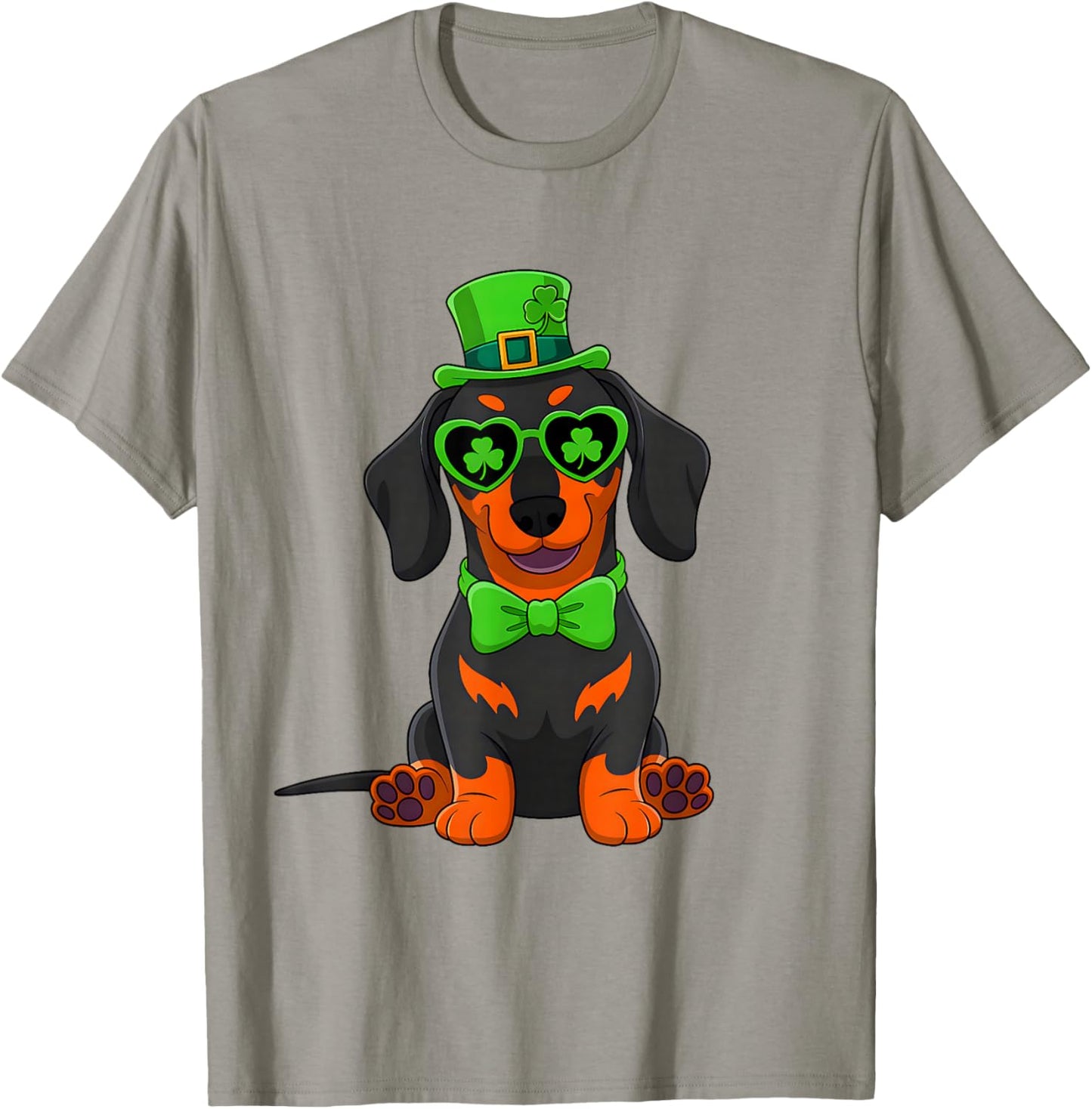 Dachshund Shamrock St Patricks Day Leprechaun Hat Dog Lover T-Shirt - T-Shirt | Sand