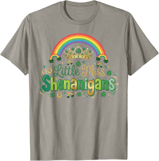 Little Miss Shenanigans St Patricks Day Girls St Paddys Day T-Shirt - T-Shirt | Sand