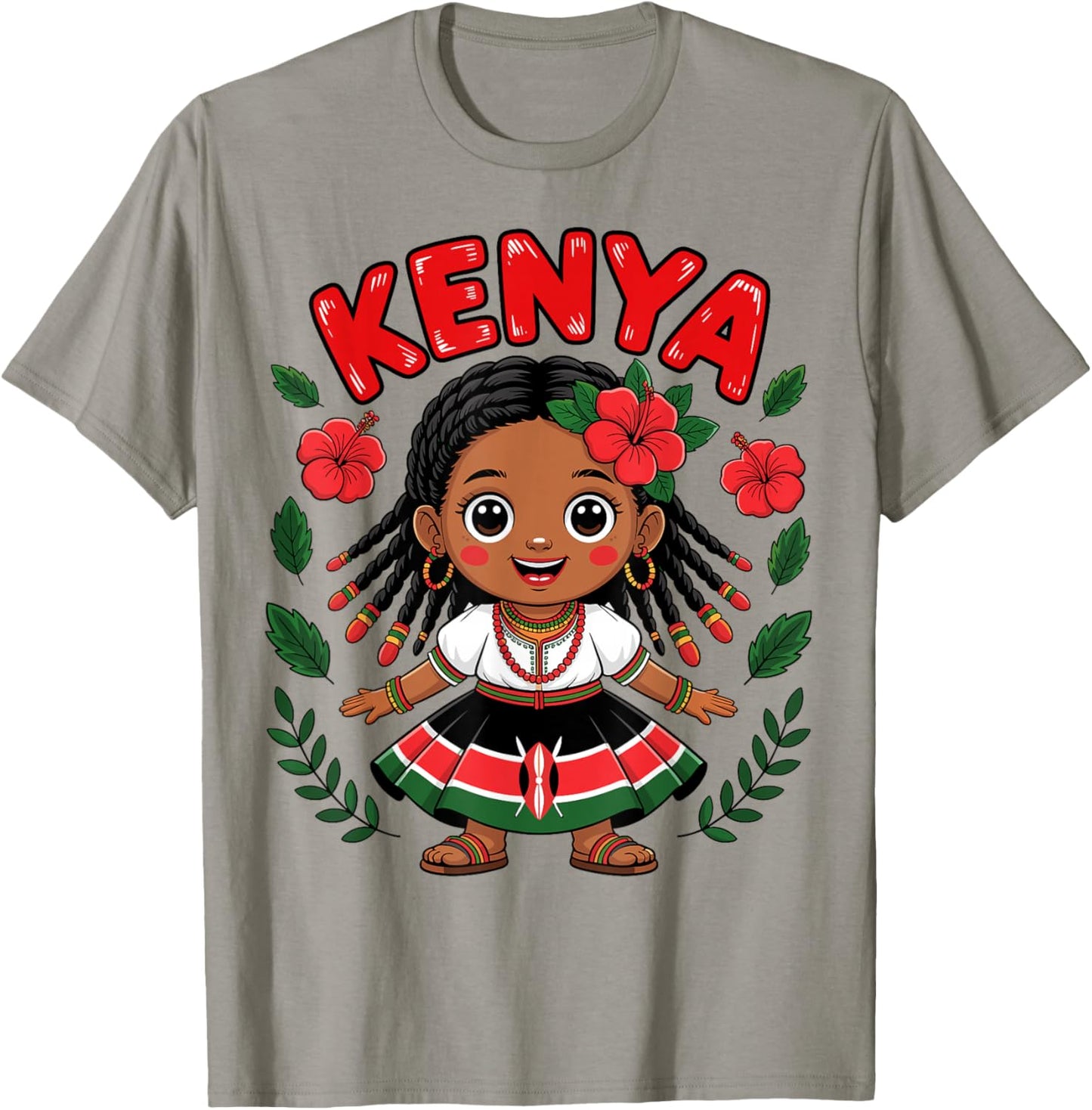 Cute Kenyan Girl in Traditional Dress for Kids T-Shirt - T-Shirt | Sand