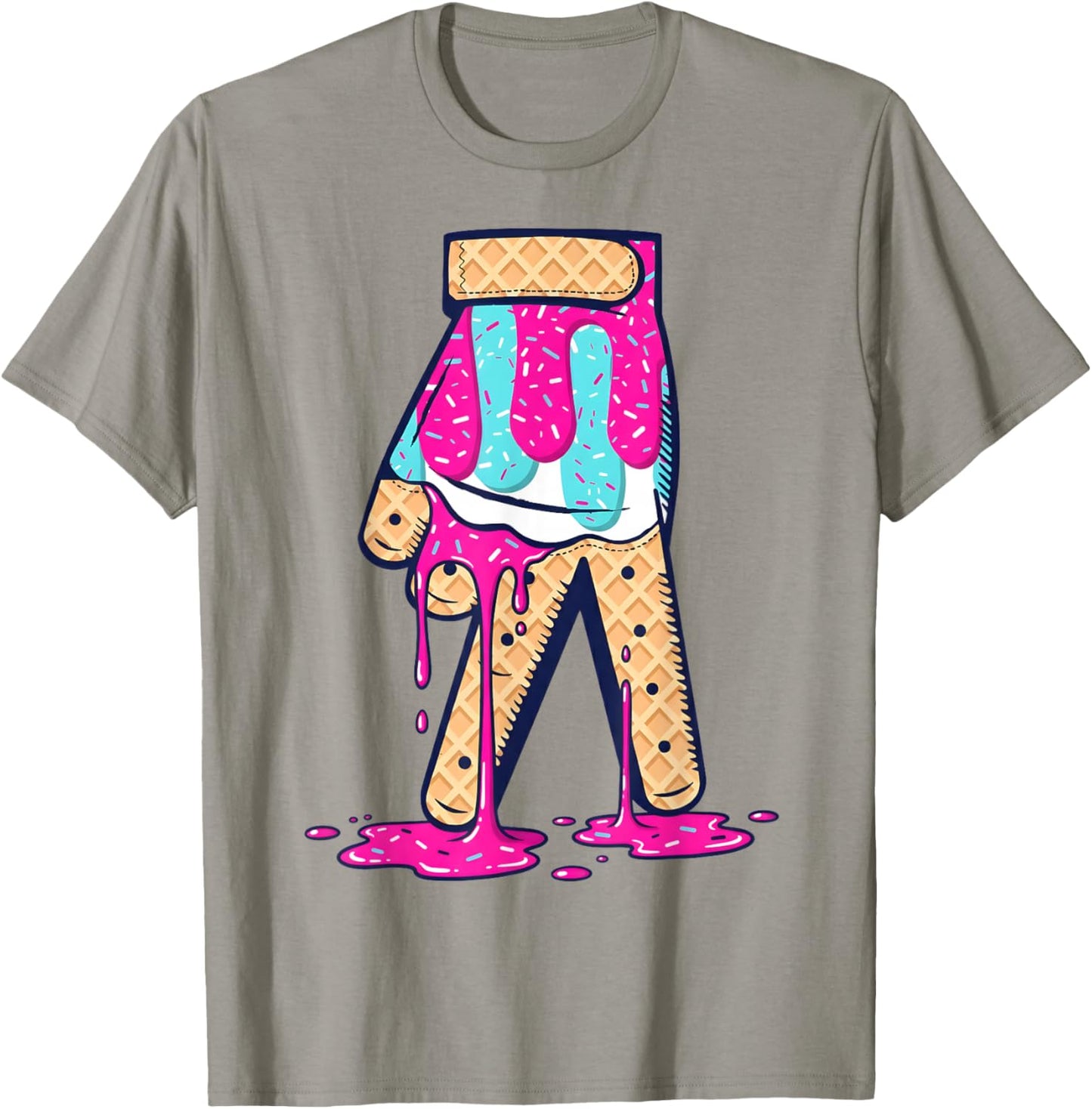 Baseball Ice Cream Drip Boys Glove Sprinkles Baseball Lover T-Shirt - T-Shirt | Sand
