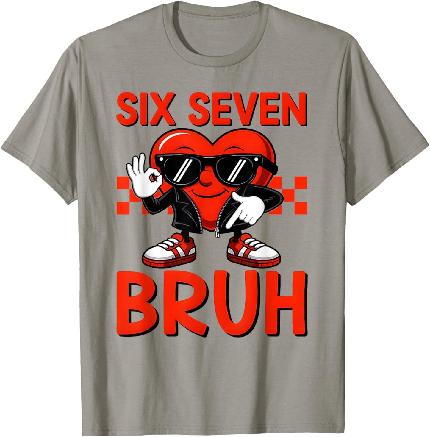Funny Six Seven Bruh Boys Kids Valentines Day Heart 67 Meme T-Shirt - T-Shirt | Sand