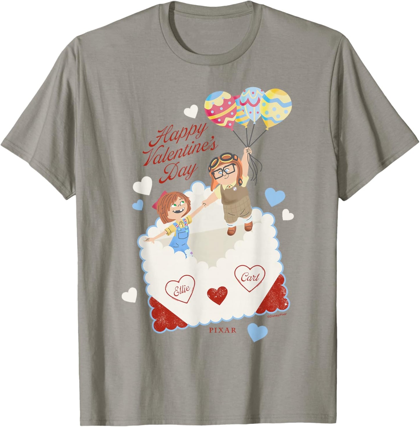 Disney Pixar Up Carl and Ellie Valentines Balloons T-Shirt - T-Shirt | Sand
